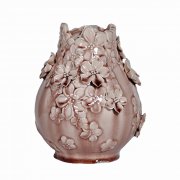 Small Blush Pink Flower Vase with relief work flowers