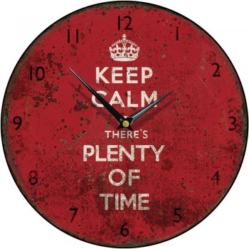 Smith & Taylor Clocks Shabby Chic Keep Calm There's Plenty of Time Round Wall Clock 