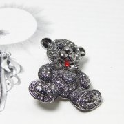 Swarovski Crystal Black Sweetheart Teddy Bear Brooch
