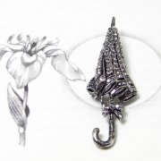 Swarovski Crystal Black Umbrella Brooch