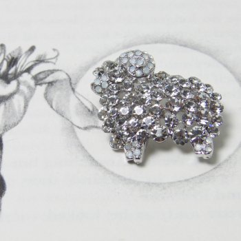 Swarovski Crystal Clear & AB Sheep Brooch Pendant