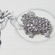Swarovski Crystal Clear & AB Sheep Brooch Pendant