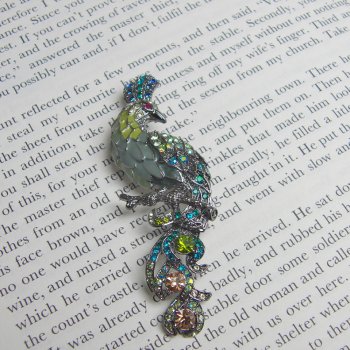 Swarovski Crystal & Enamel Peacock Brooch Pendant