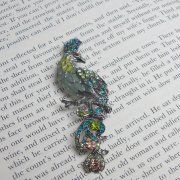 Swarovski Crystal & Enamel Peacock Brooch Pendant
