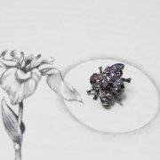 Tiny Swarovski Crystal Black & Grey Bee Brooch