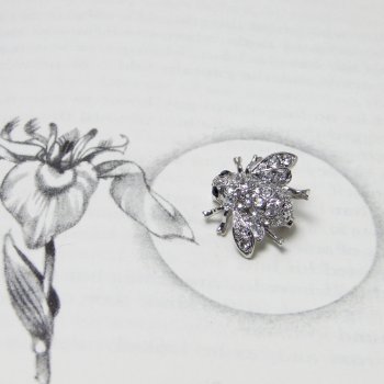 Tiny Swarovski Crystal Clear & Silver Bee Brooch