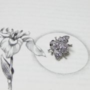 Tiny Swarovski Crystal Clear & Silver Bee Brooch
