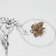 Tiny Swarovski Crystal Gold & Black Bee Brooch