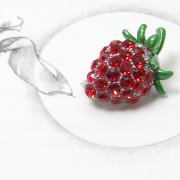 Tiny Swarovski Crystal Red Strawberry Brooch