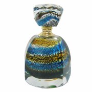 Turquoise, Silver & Gold Swirl Pattern Murano Style Glass Perfume Bottle