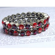 Two Shades of Red Crystal Stretch Bracelet