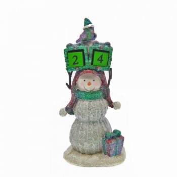 Willow Brooks Secret Christmas Snowman Holding A Countdown to Christmas Calendar